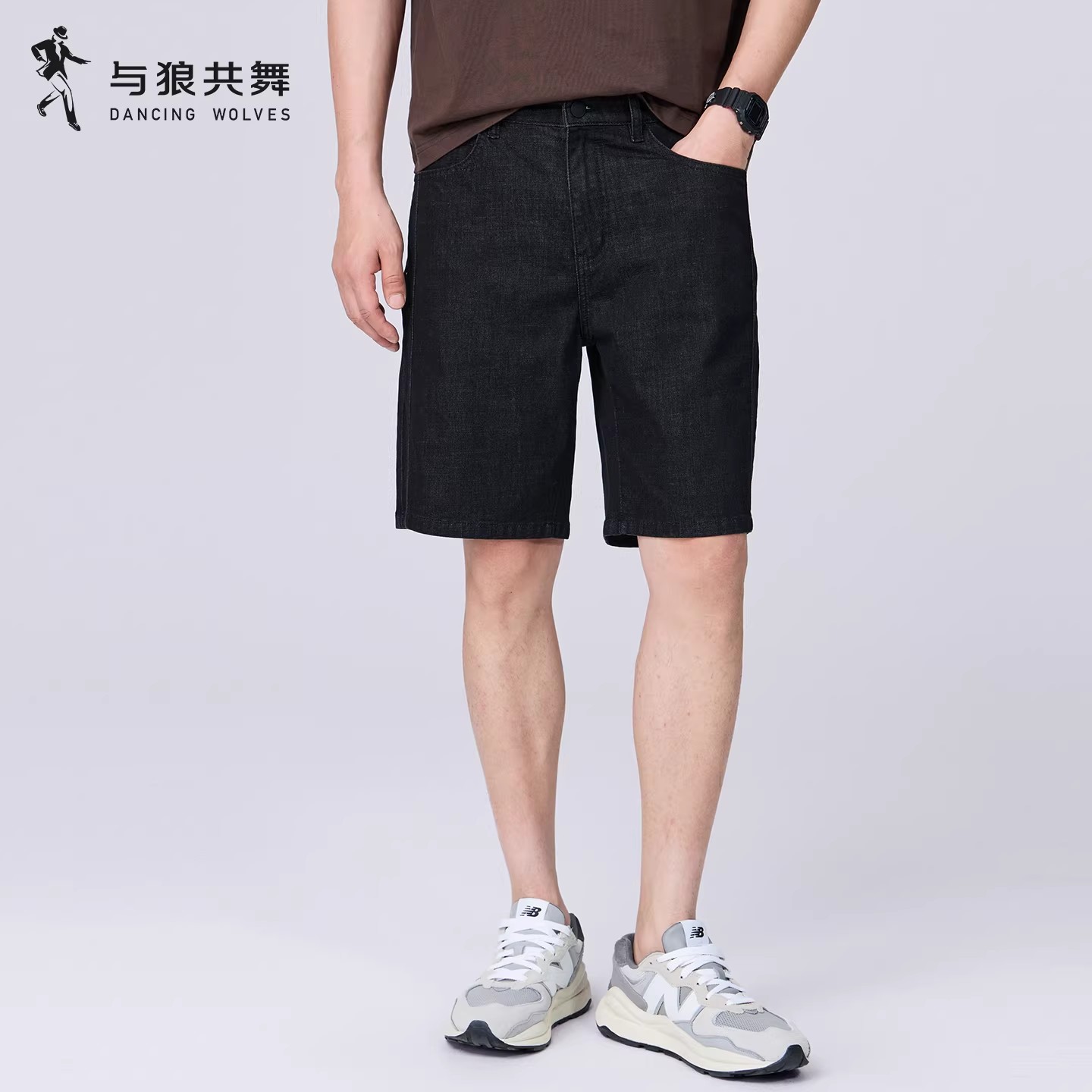 【弹力】与狼共舞牛仔短裤男士2026夏季新款休闲通勤水洗直筒五分裤