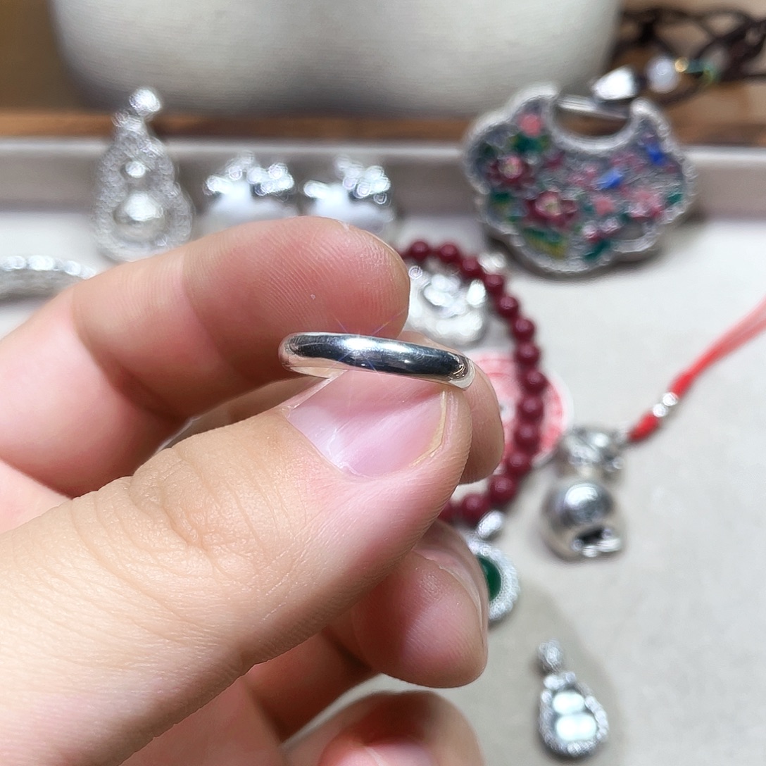 吊坠925银锆石光面戒指