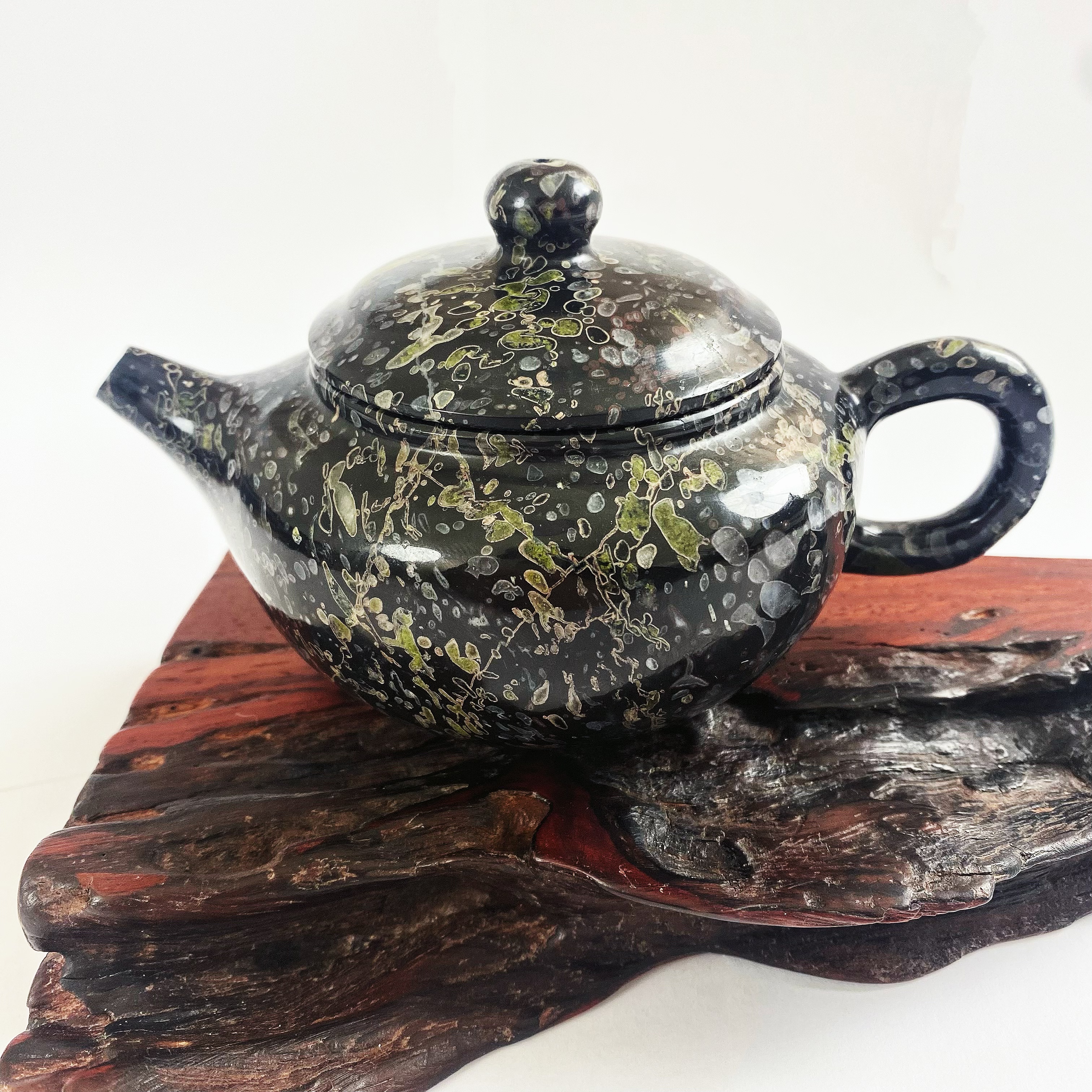 豫石匠安山玉梅花玉 老料圆嘴仿古壶①200ML