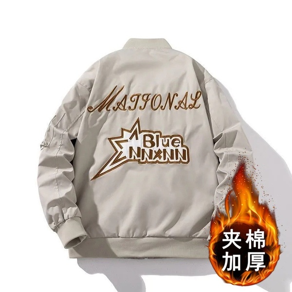 潮流美式高街字母印花男女网红宽松棒球服加厚百搭上衣情侣外套潮