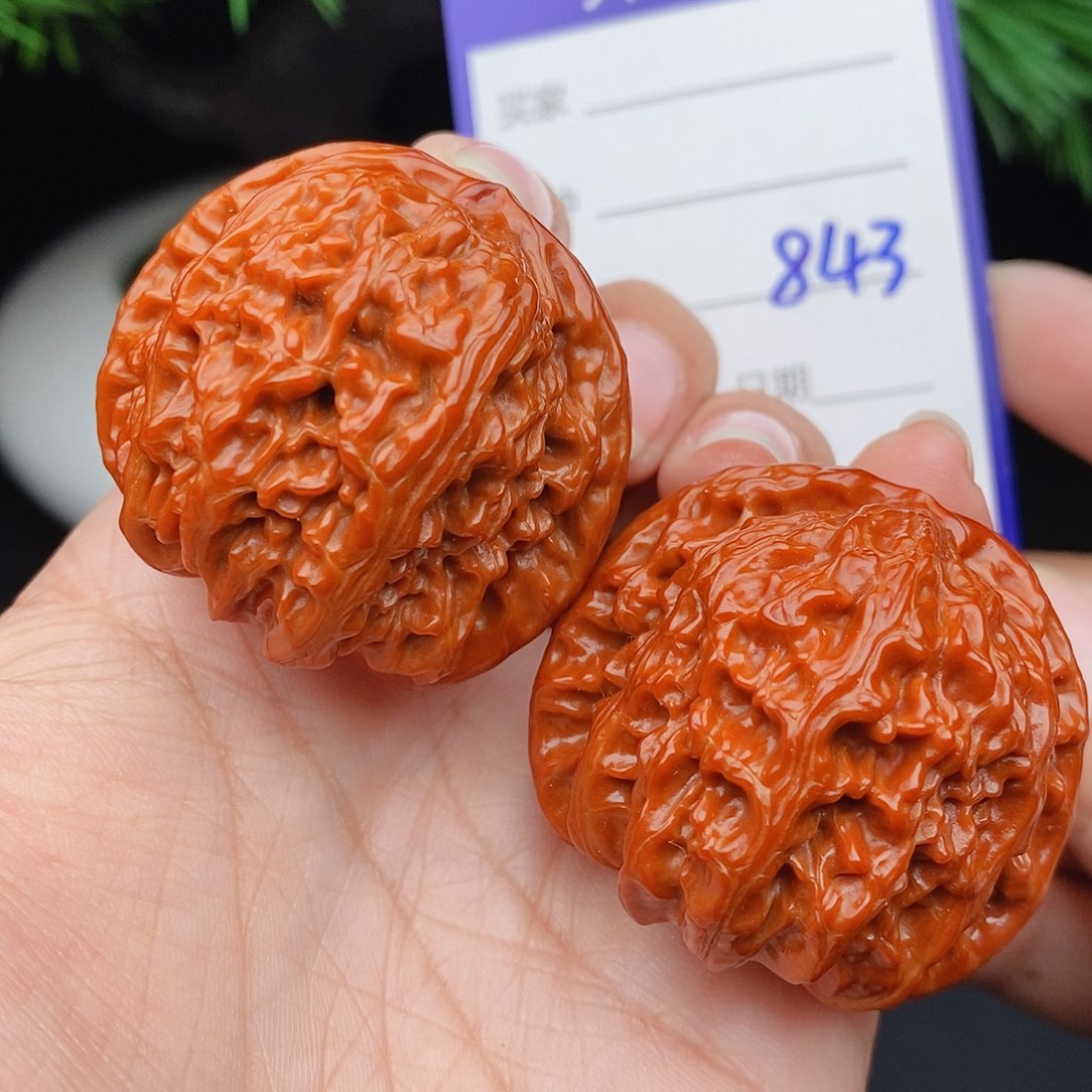 文玩核桃把件40球白843