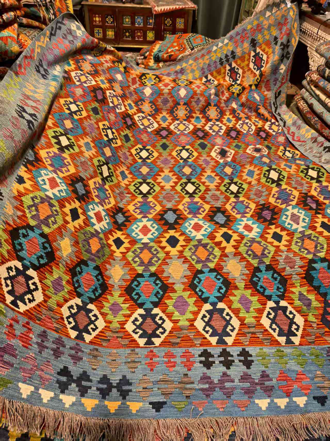 阿富汗手工羊毛地毯260 x350