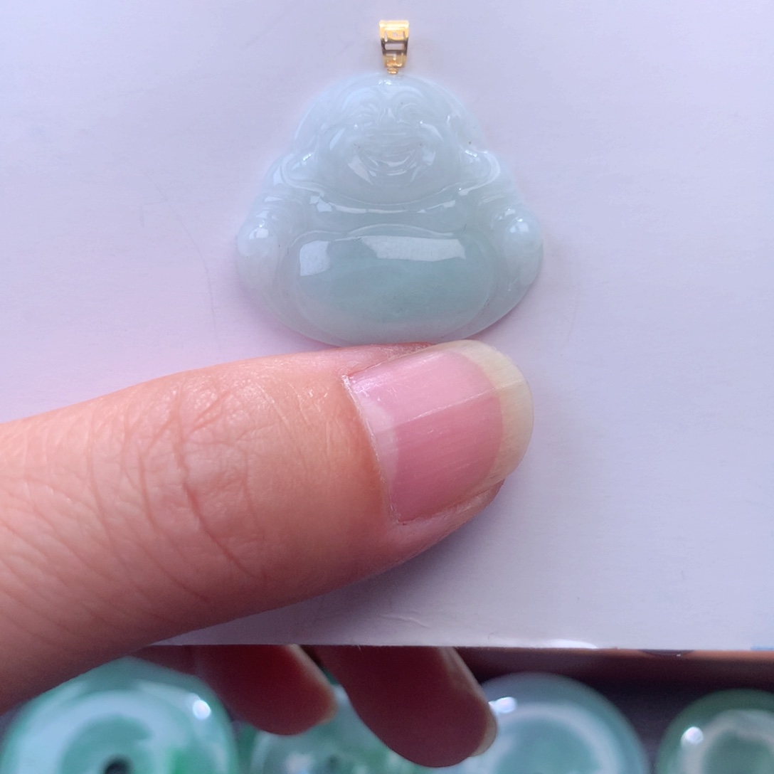 翡翠吊坠(不含链)18K金镶嵌