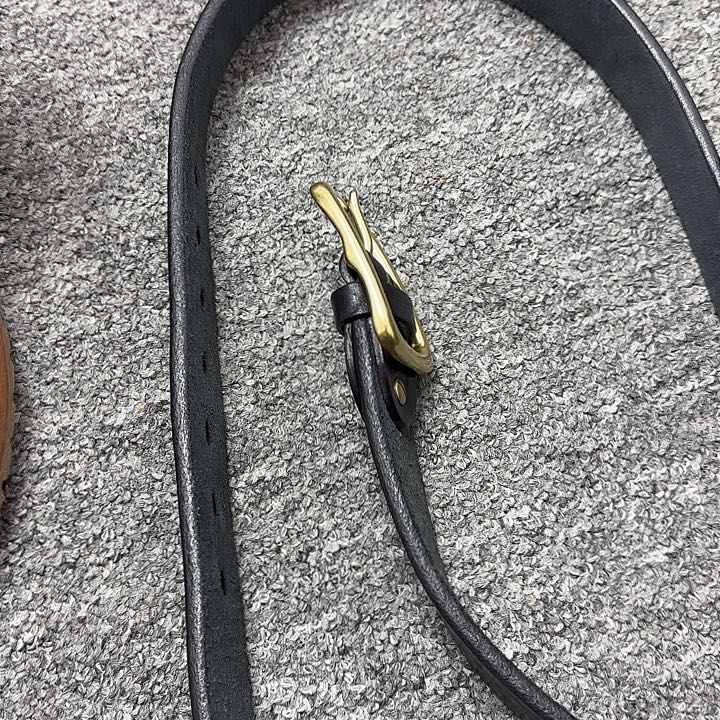 品***味黑色野牛腰带铜扣百搭