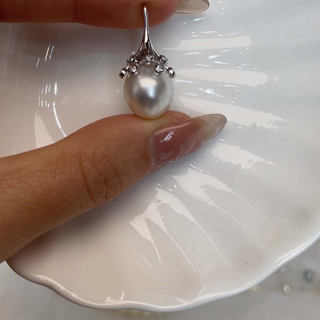 海水珍珠银S925镶嵌吊坠(不含链)