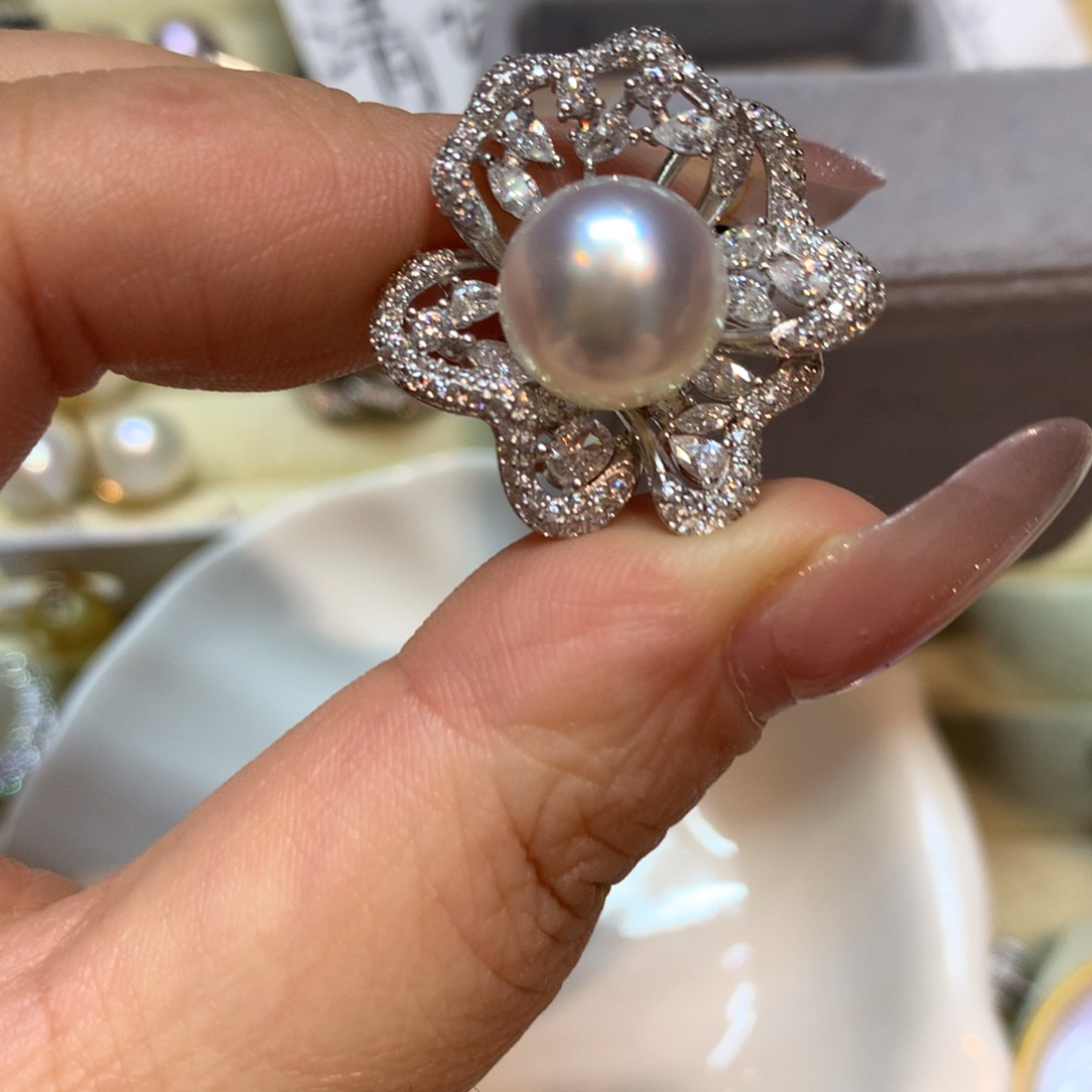 海水珍珠戒指银S925镶嵌