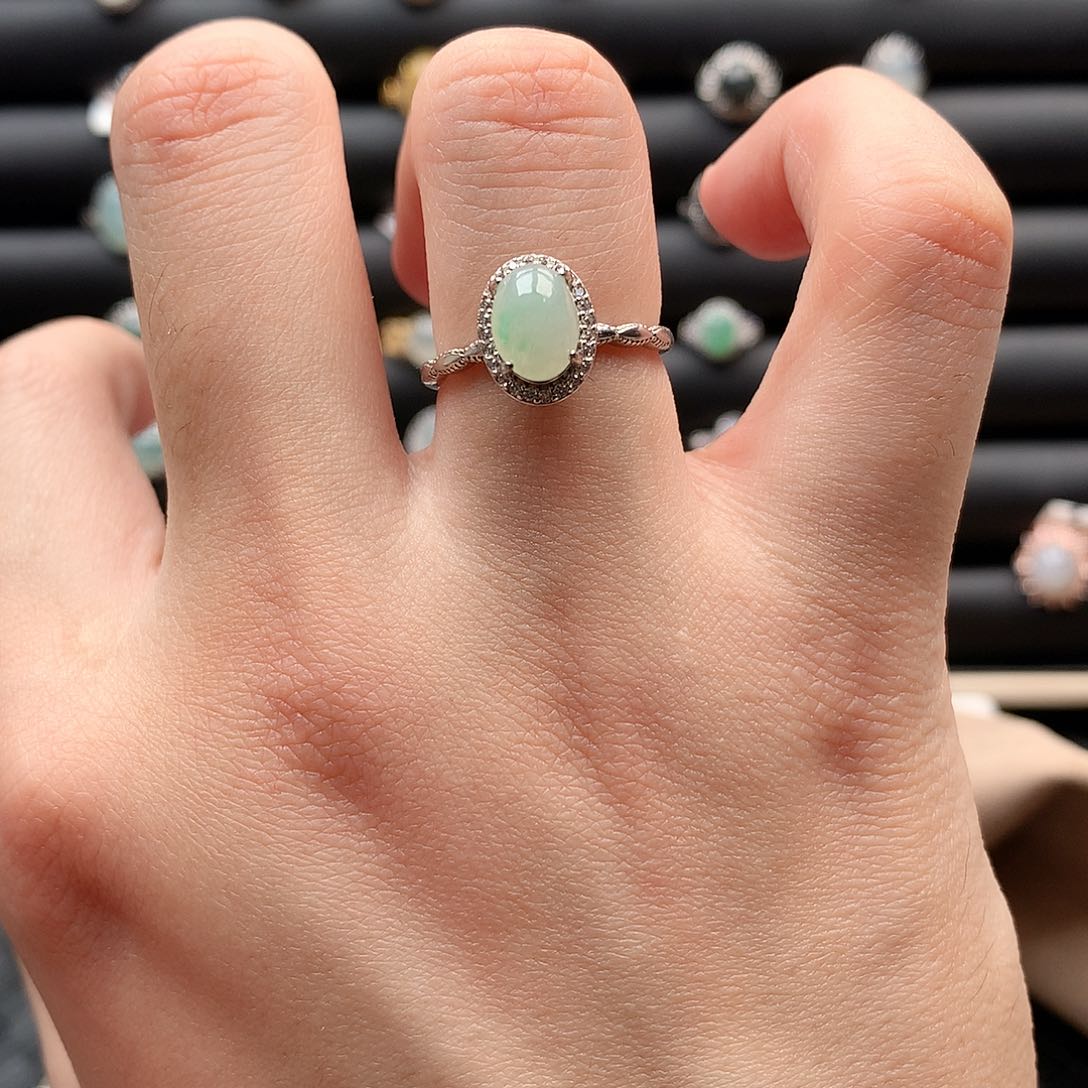 翡翠戒指银S925镶嵌0010