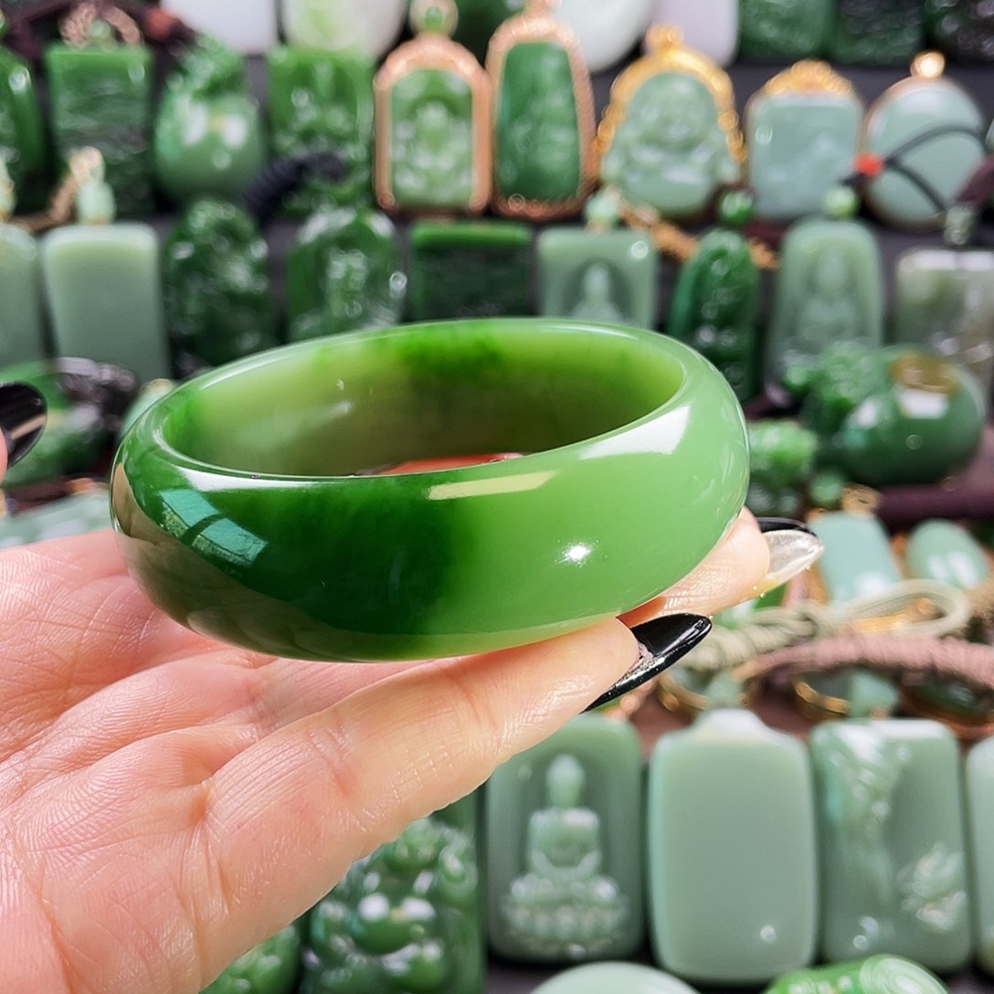 和田玉手镯未镶嵌配****758圈口