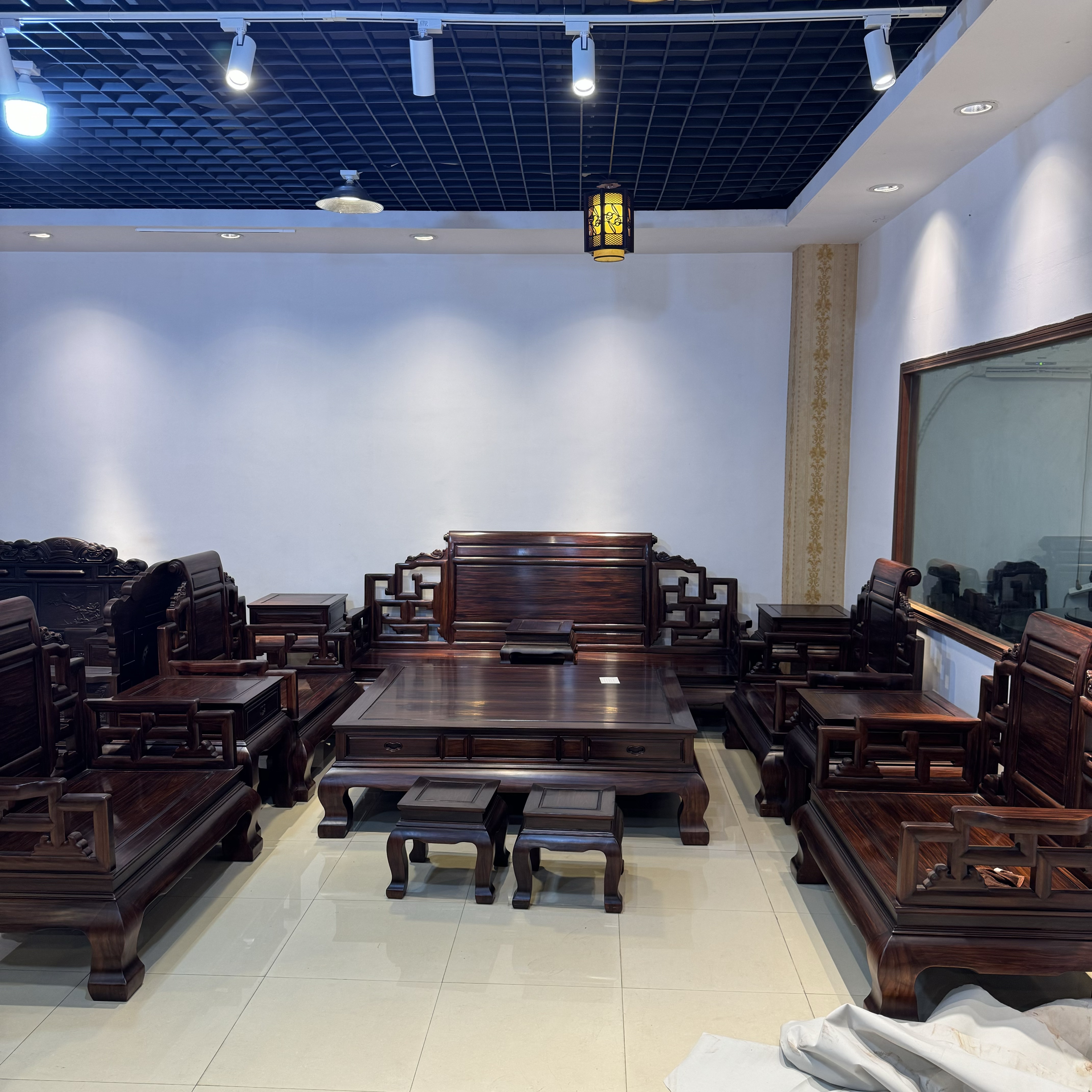 【素面山水卷书十三件沙发】酸枝沙发红木榫卯原木客厅家用中式古典