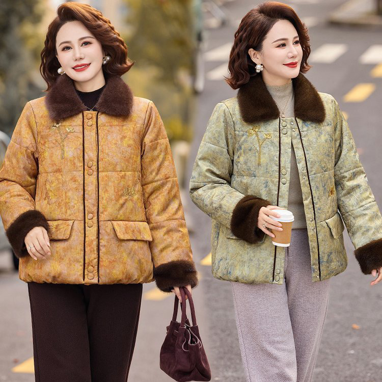 中老年冬季新中式国风加绒加厚保暖棉服妈妈装时尚洋气气质中年