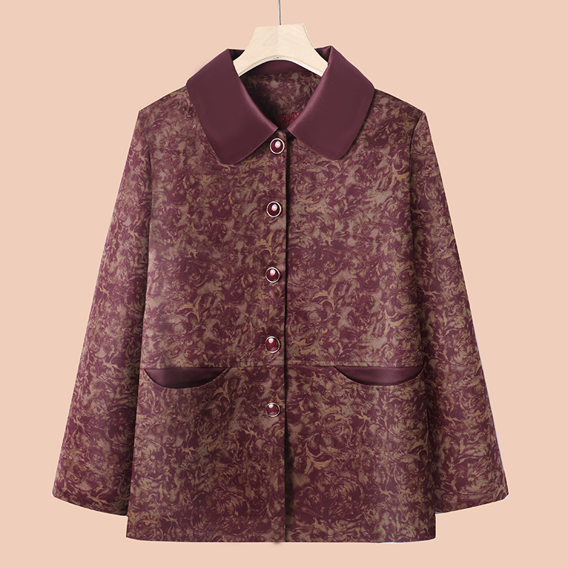 妈妈秋季新款气质短外套洋气中老年西装翻领上衣奶奶装