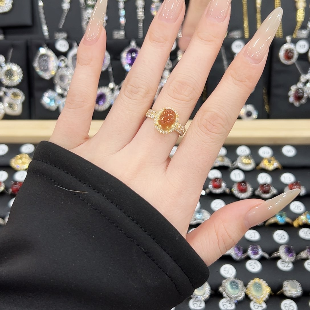 黄晶戒指银S925镶嵌戒指