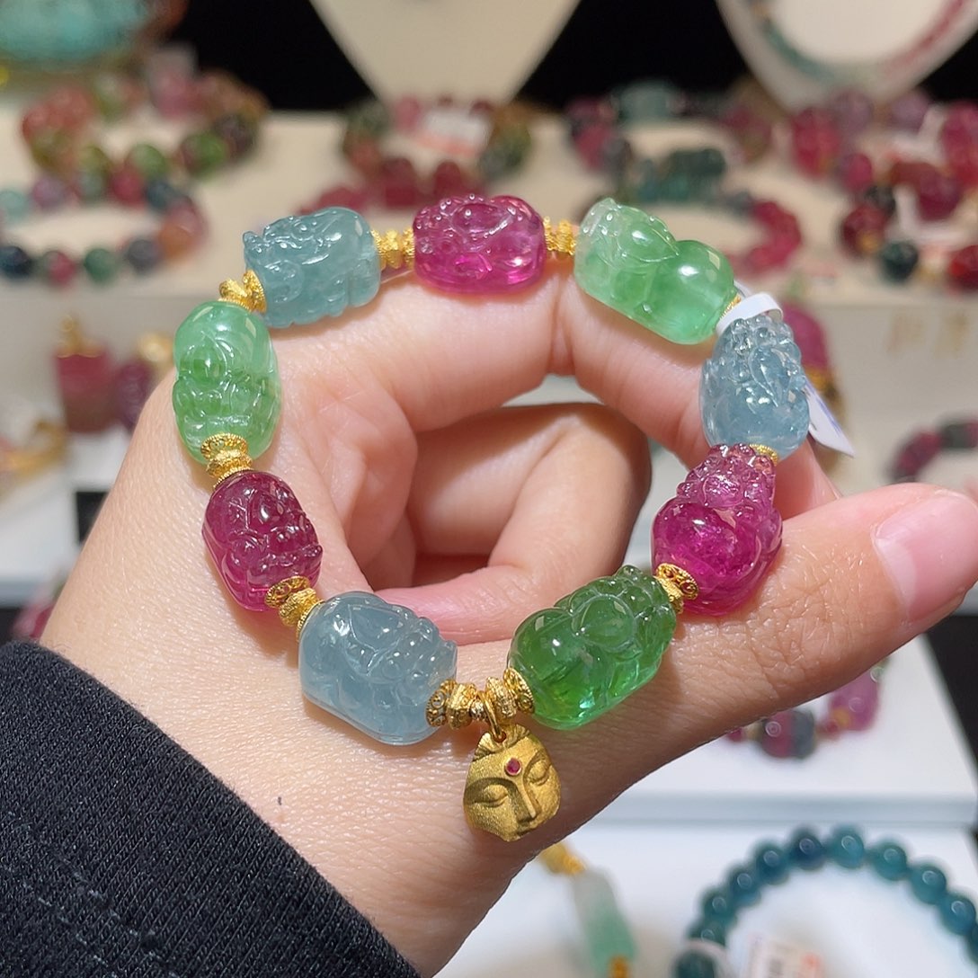 碧玺手链18K金镶嵌碧玺手链