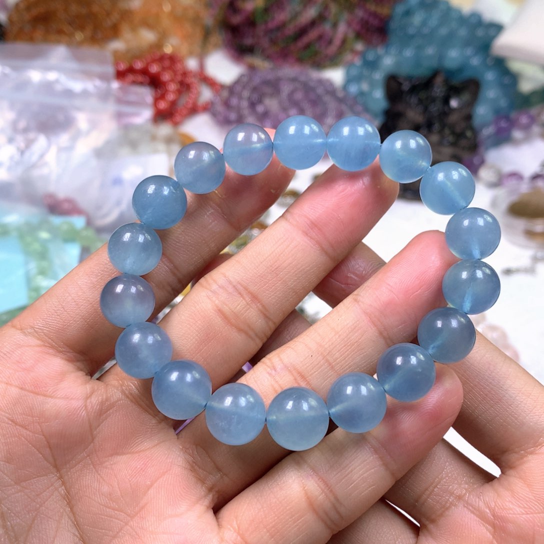 水晶手串未镶嵌天然水晶海蓝宝