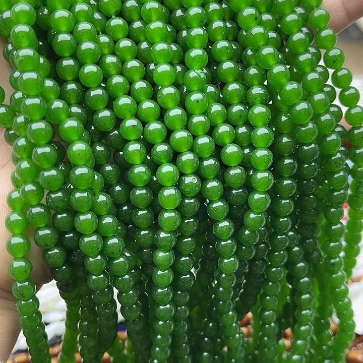 玛瑙/玉髓未镶嵌珠宝半成品2条6mm左右碧玉