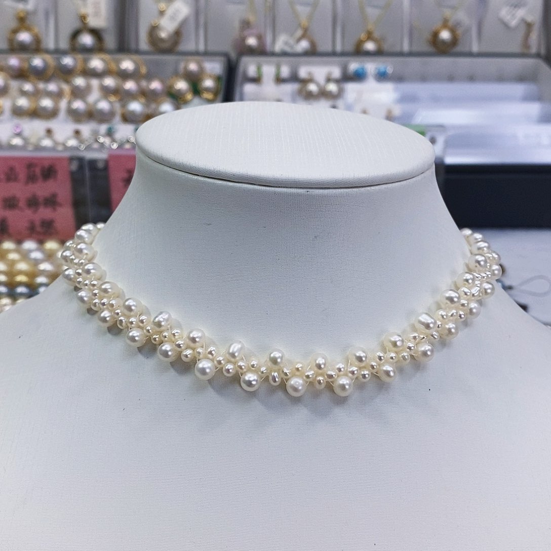 银S925镶嵌淡水珍珠匠心独具手工编织款项链