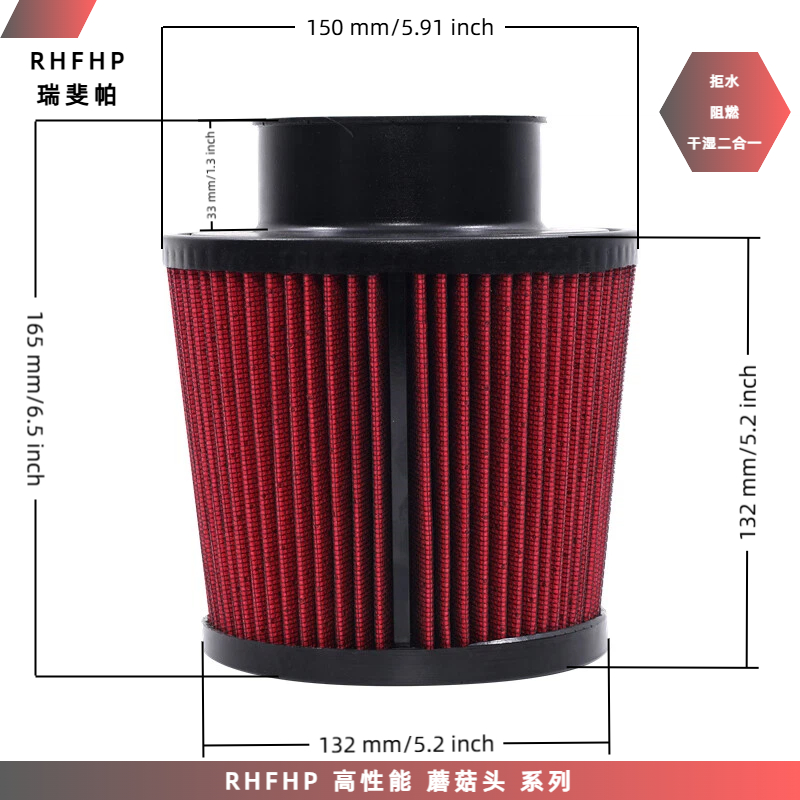 RHFHP适配【蘑菇头系列】高流量全防护干湿二合一空气滤芯