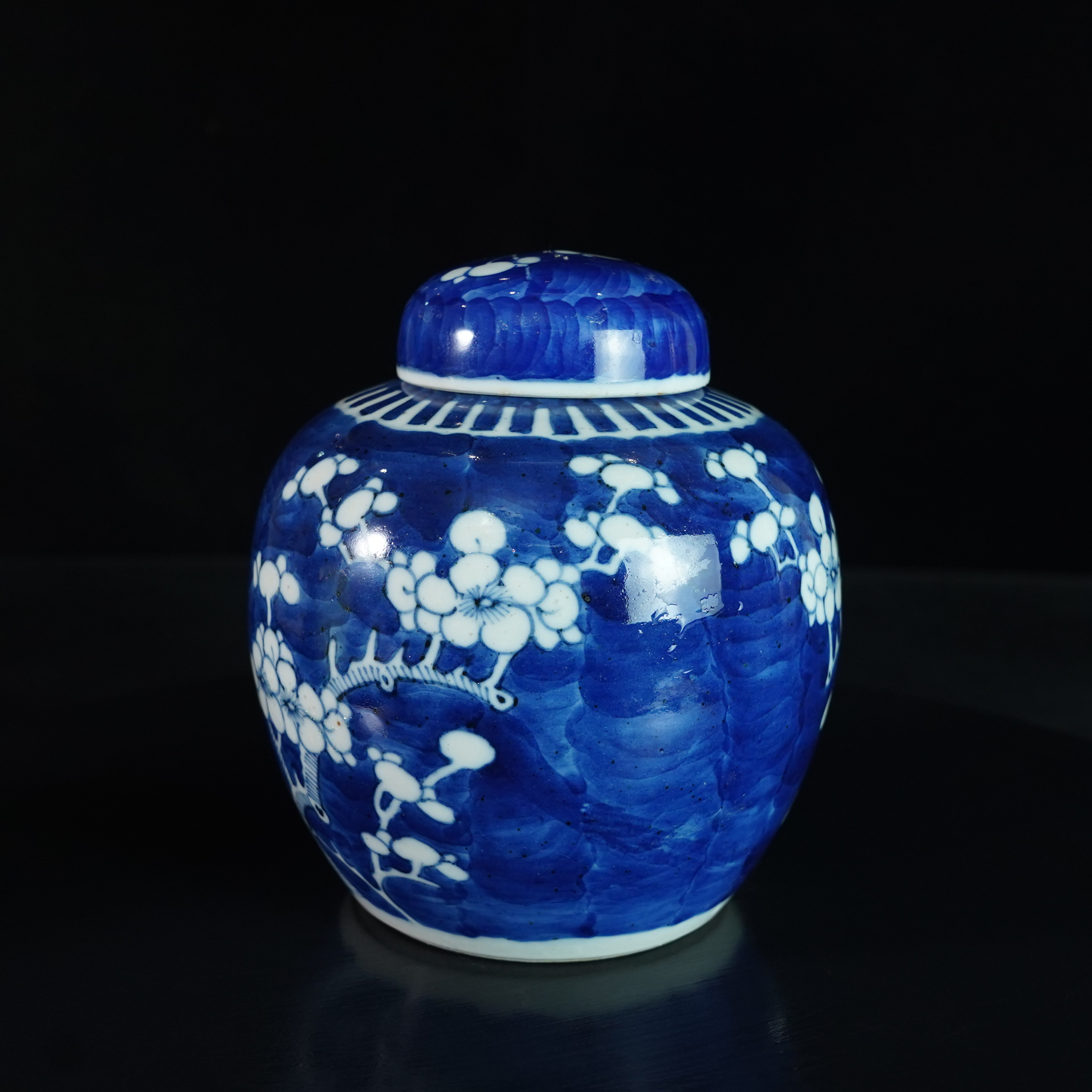 LFD250124006【十竹斋】清光绪青花冰梅纹盖罐