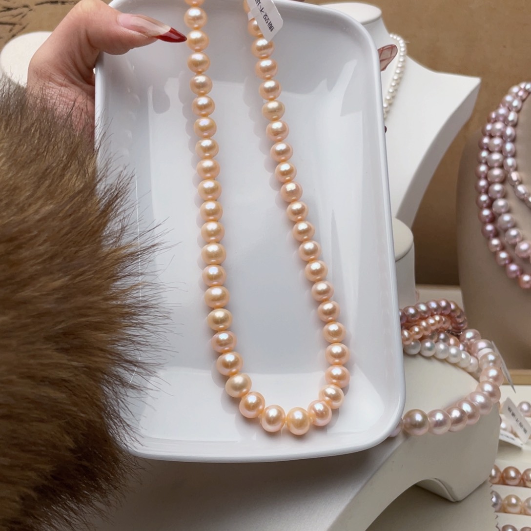 淡水珍珠项链银S925镶嵌菲*?9-10