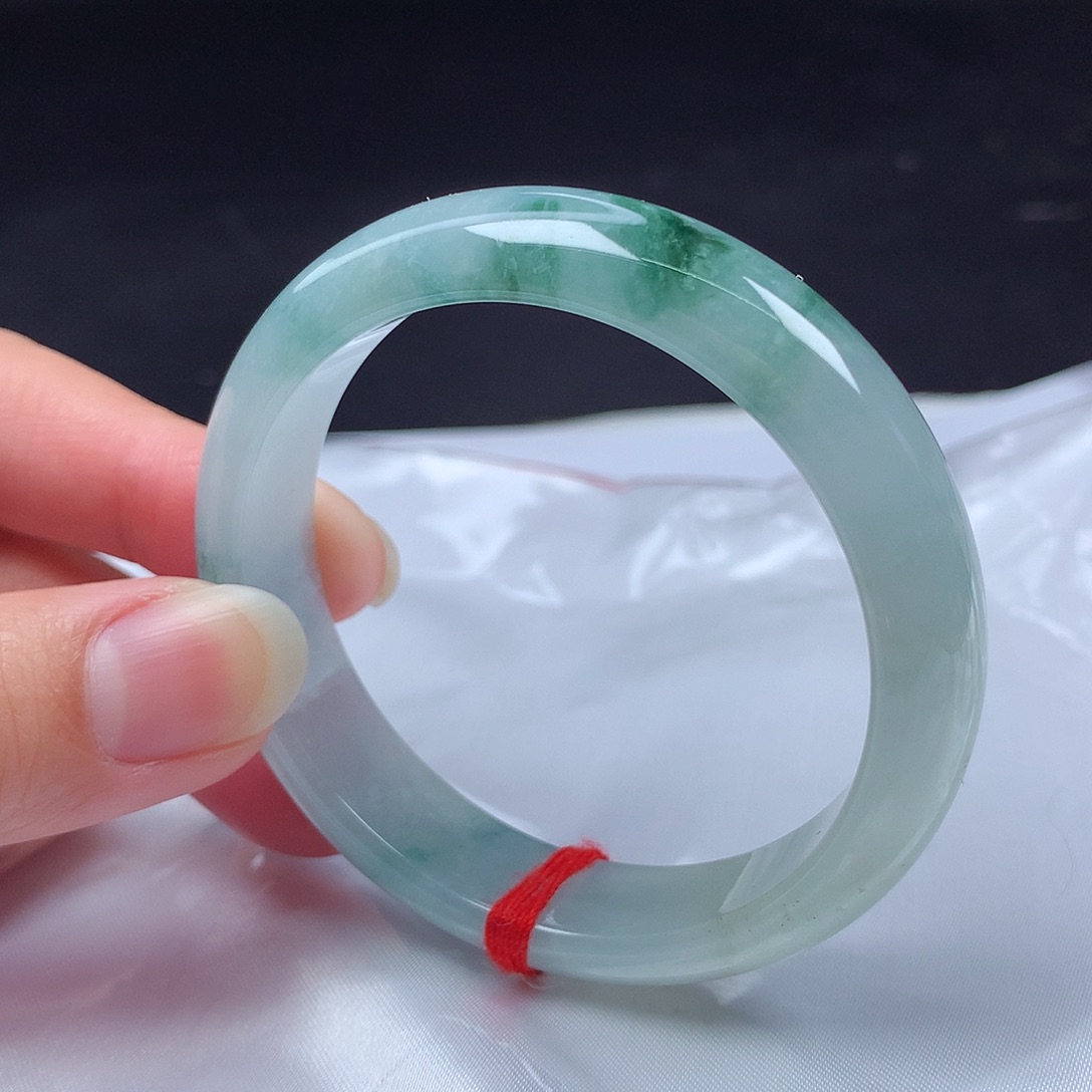 翡翠未镶嵌手镯53圈飘花t121377