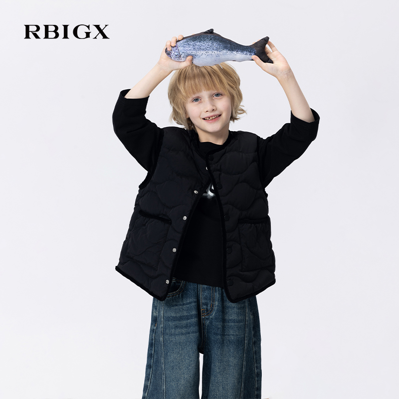 RBIGX瑞比克童装2025秋冬新款灯芯绒羽绒保暖休闲马甲YF4CR1866