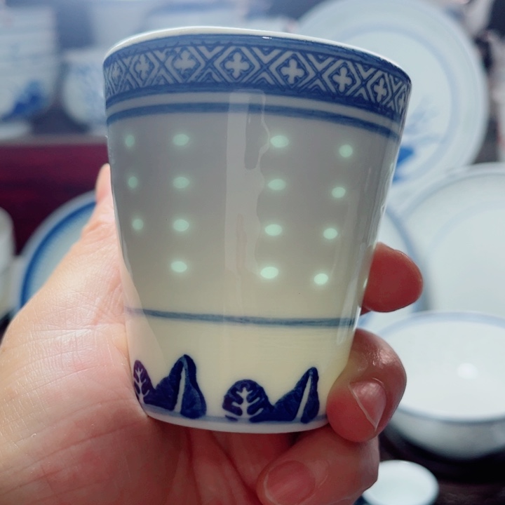 青花玲珑可乐杯老玲珑