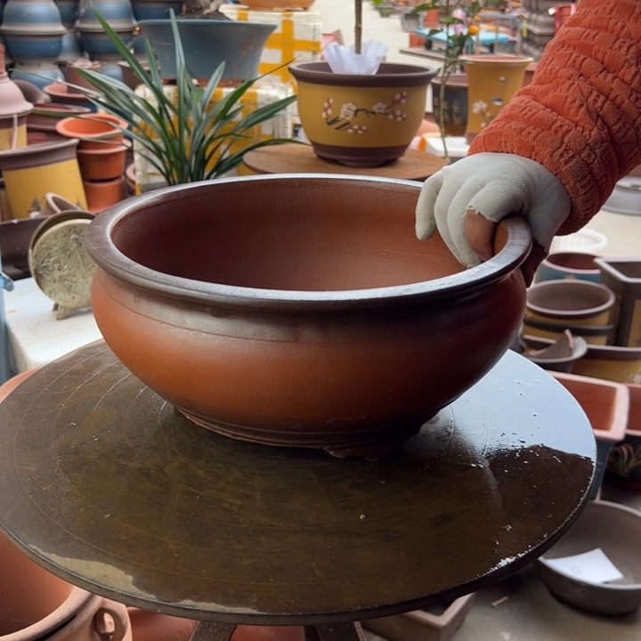 紫砂仿古鱼缸大 口径31×14