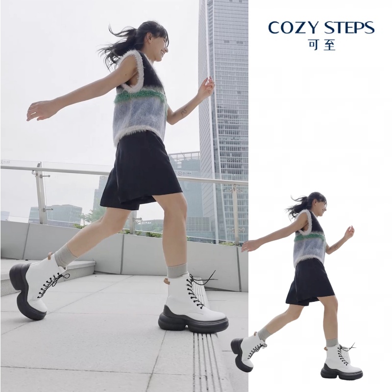 COZYSTEPS可至【贝果靴】舒适百搭厚底增高运动马丁靴冬季女鞋7152