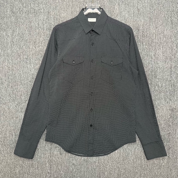 99新 YSL/圣罗兰 波点纯色休闲长袖衬衫/37码/99新/12925