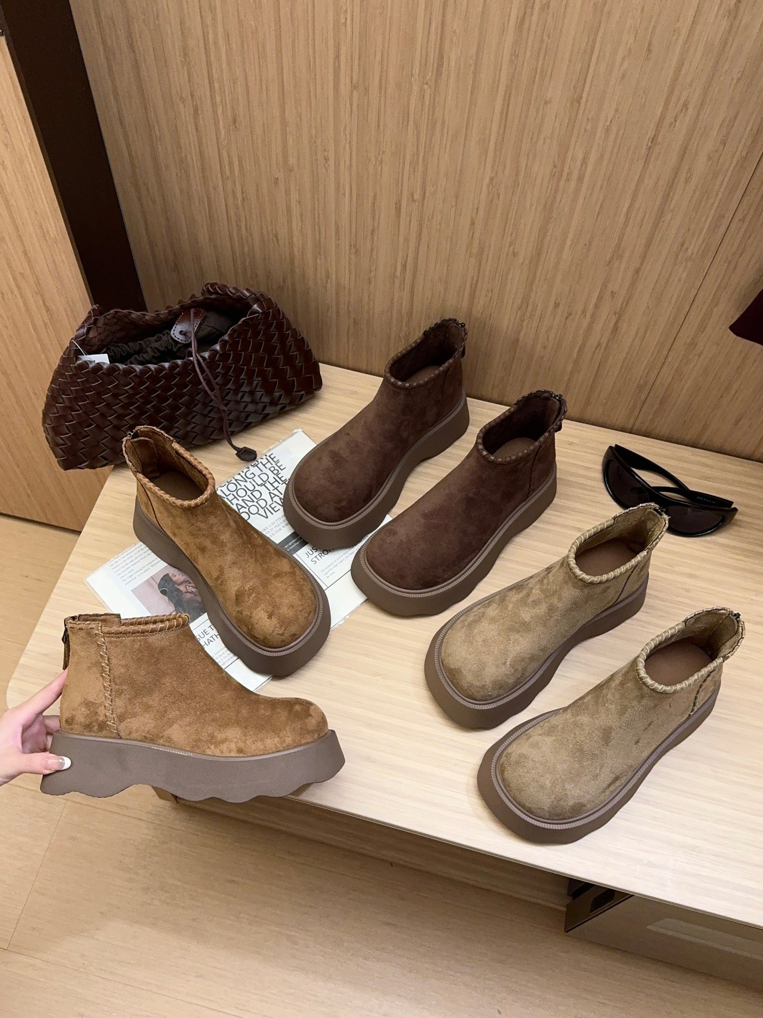 瘦瘦靴2025秋冬季新款松糕厚底增高女靴休闲时尚袜靴高跟中筒短靴