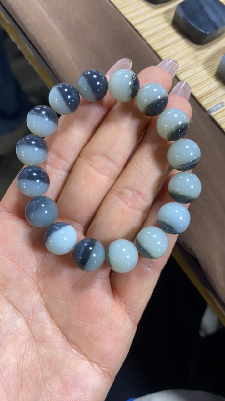 和田玉青花卡12手串