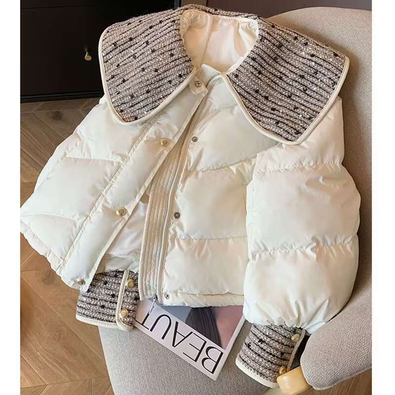 2025新款轻薄棉服女短款设计感小众加厚冬季保暖娃娃领棉衣外套