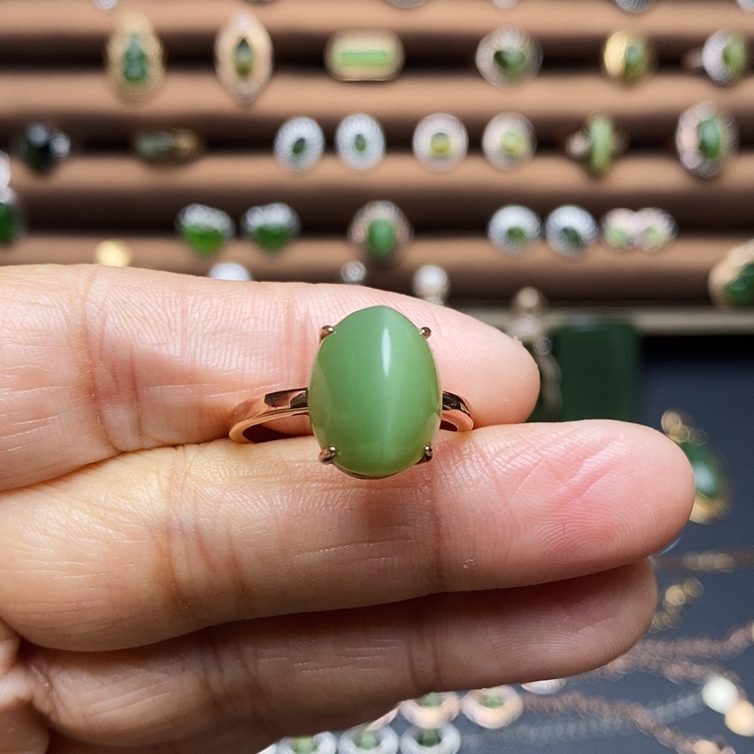 吊坠(不含链)银S925镶嵌和田玉戒指