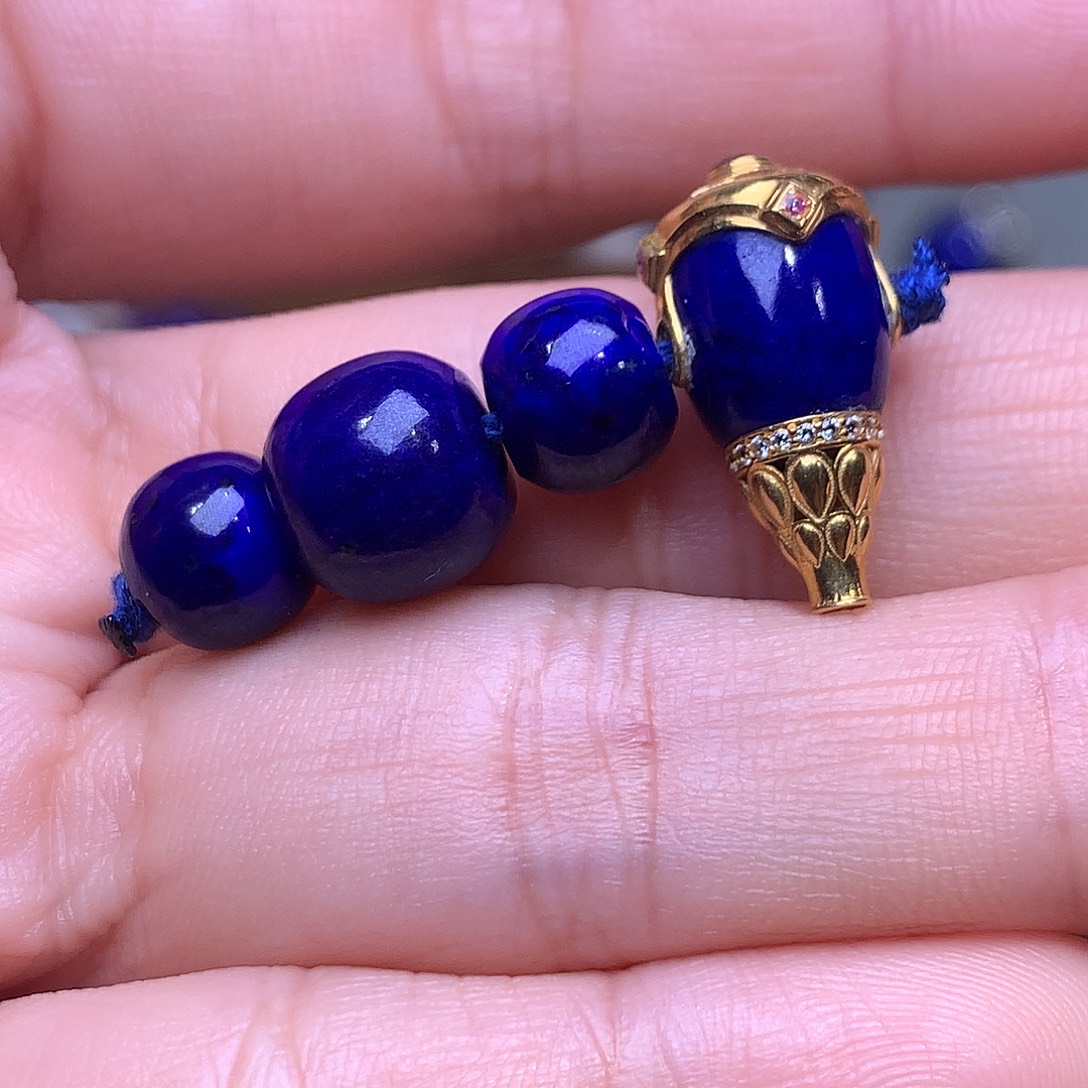 青金石18K金镶嵌10.5m三通三件套