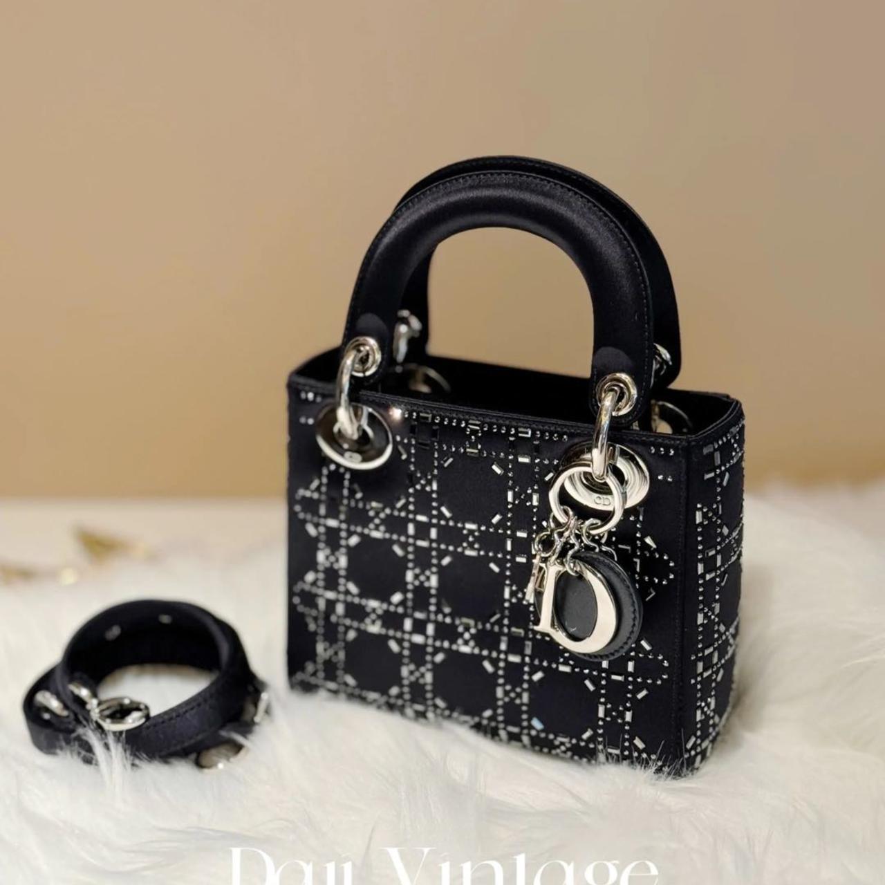 99新 DIOR/迪奥 大吉中古/迪奥缎面水钻mini戴妃斜挎包