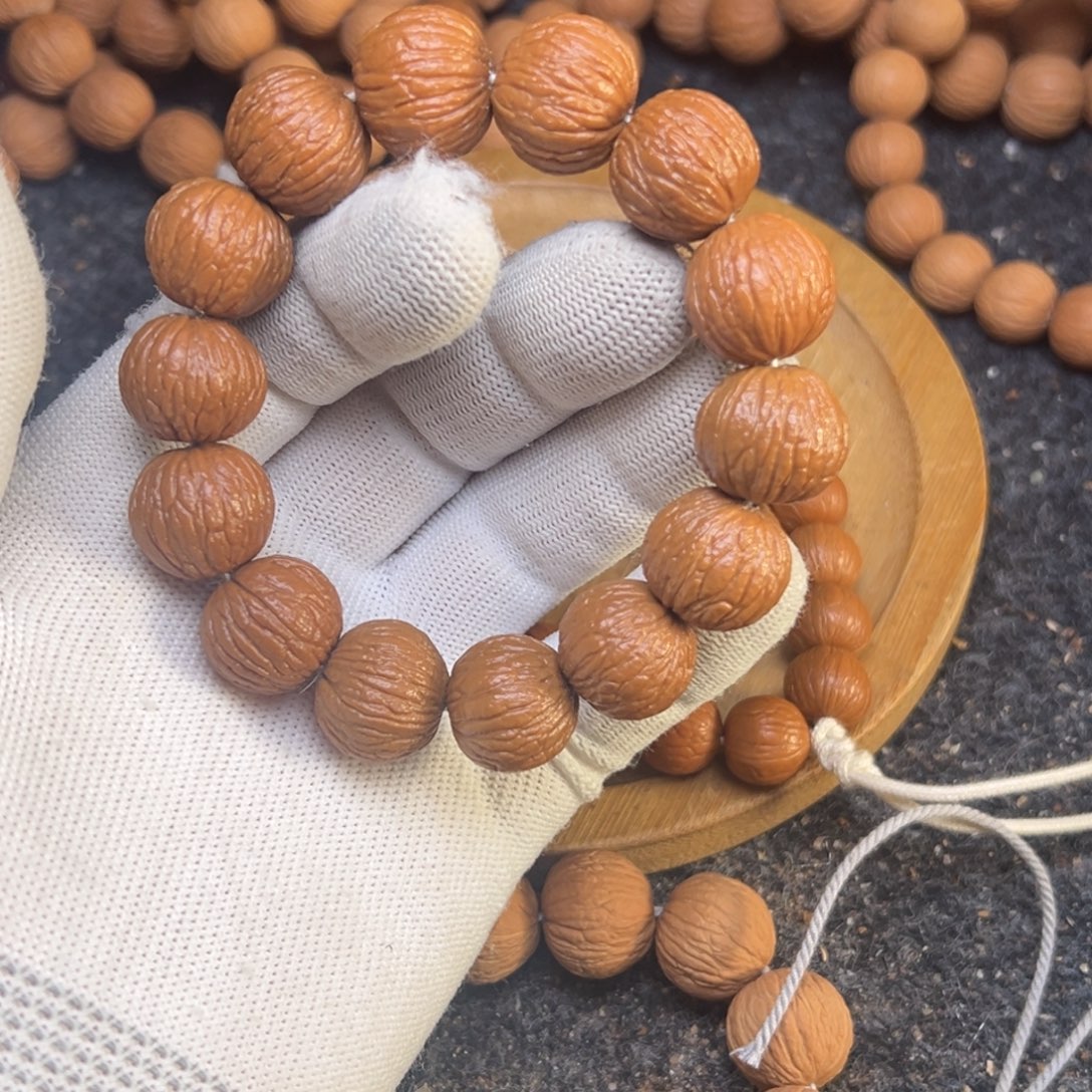 茗***事猴头核桃吊坠原皮凤羽16➕