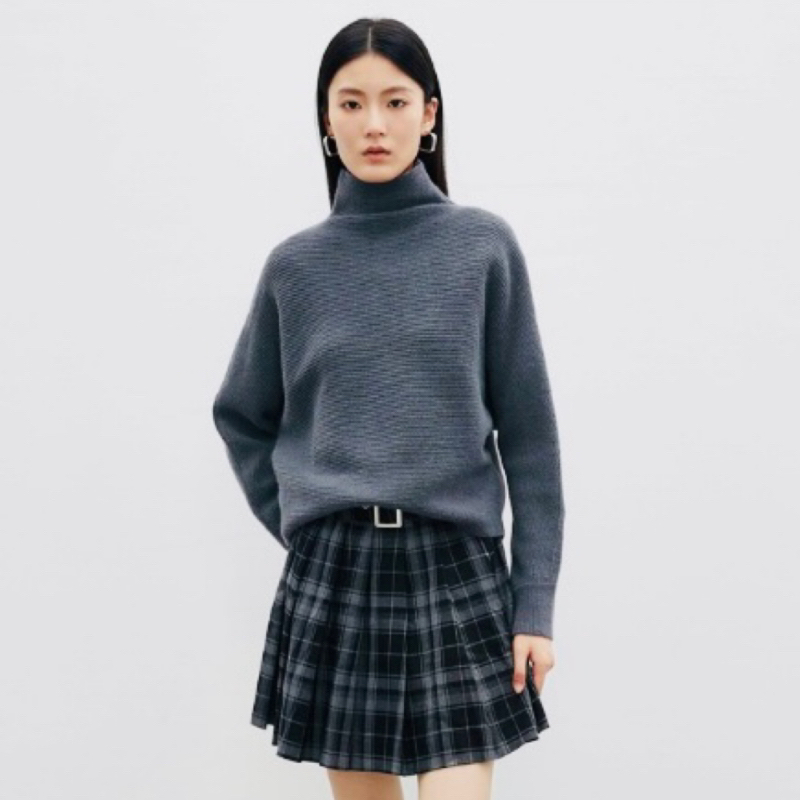 MAOKAI女装时尚高领基本款打底宽松针织衫M224Z3559