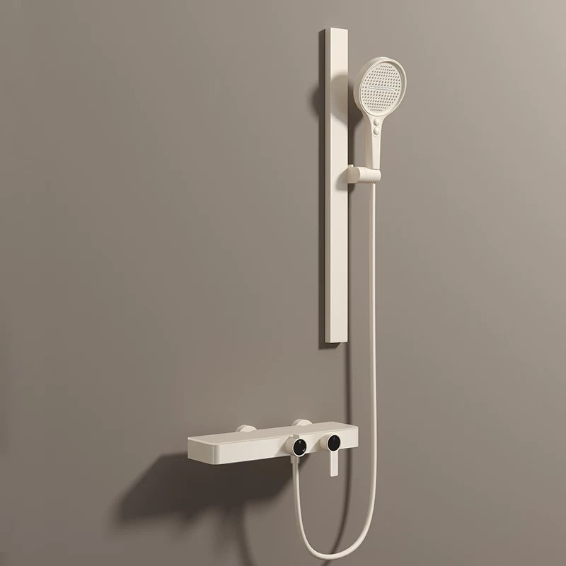 【顺丰包邮】奶白色全铜简易无顶喷淋浴花洒套装家用增压分体式花洒