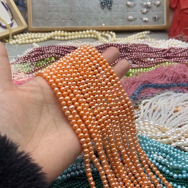 玛瑙/玉髓珠宝半成品未镶嵌一条5mm左右珍珠