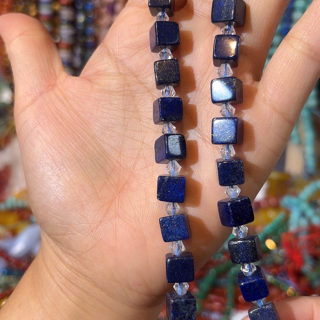 玛瑙/玉髓未镶嵌珠宝半成品青金方卡卡8一条