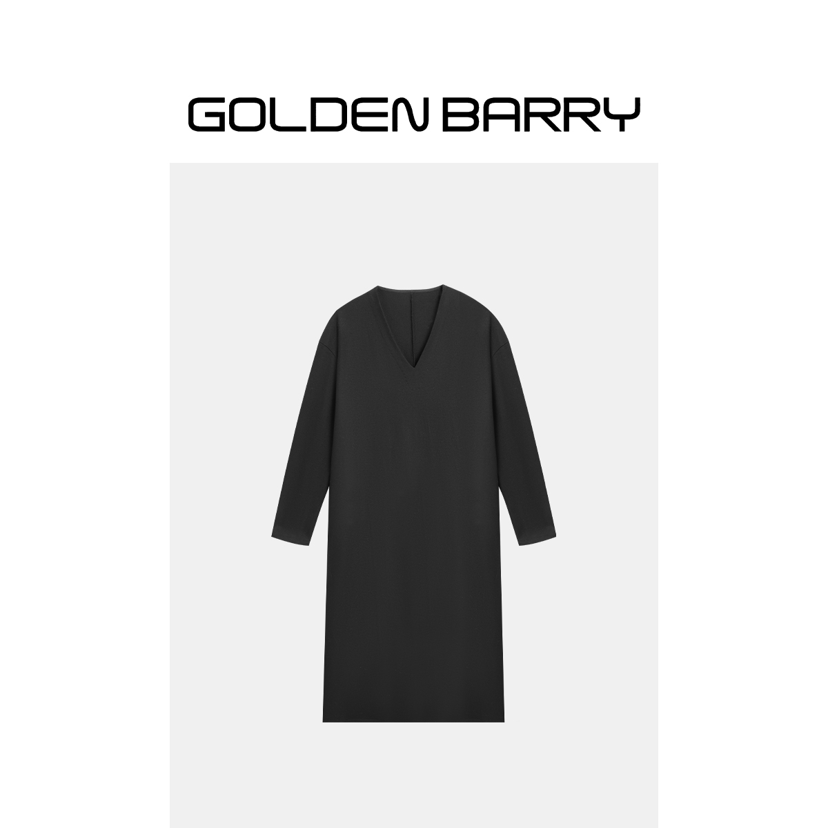 GOLDENBARRY|302324绒面V领连衣裙