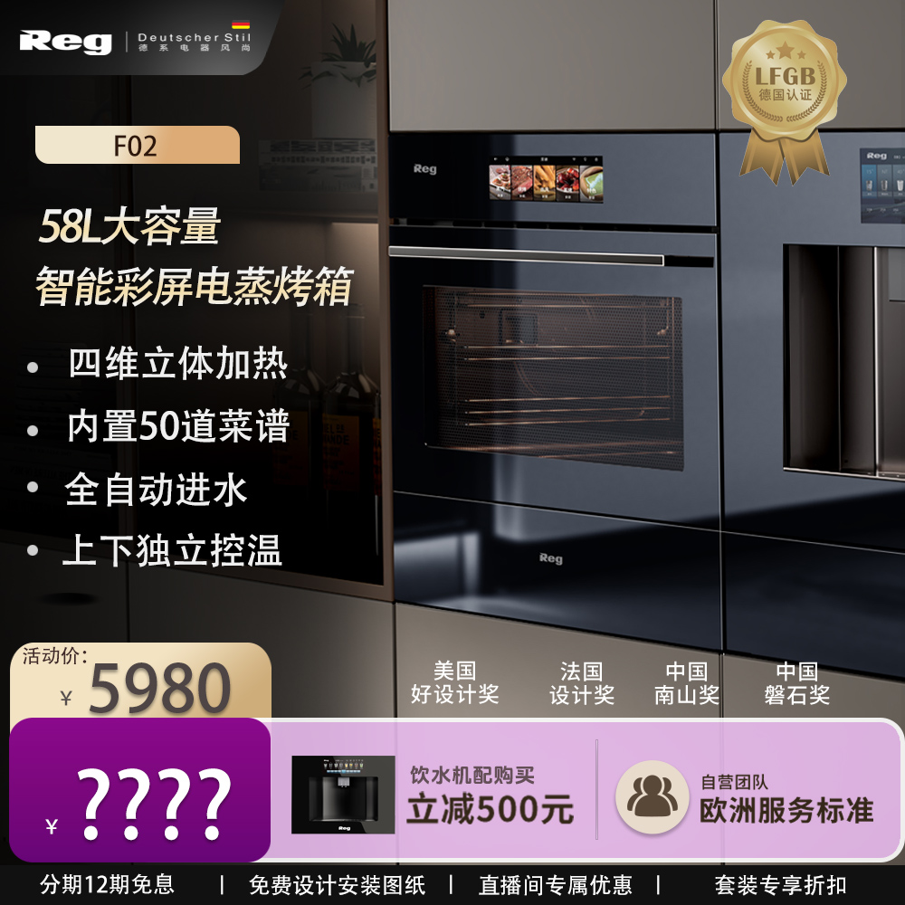 REG/雷哲REG/雷哲嵌入式蒸烤箱家用 蒸烤一体机全自动进水F02