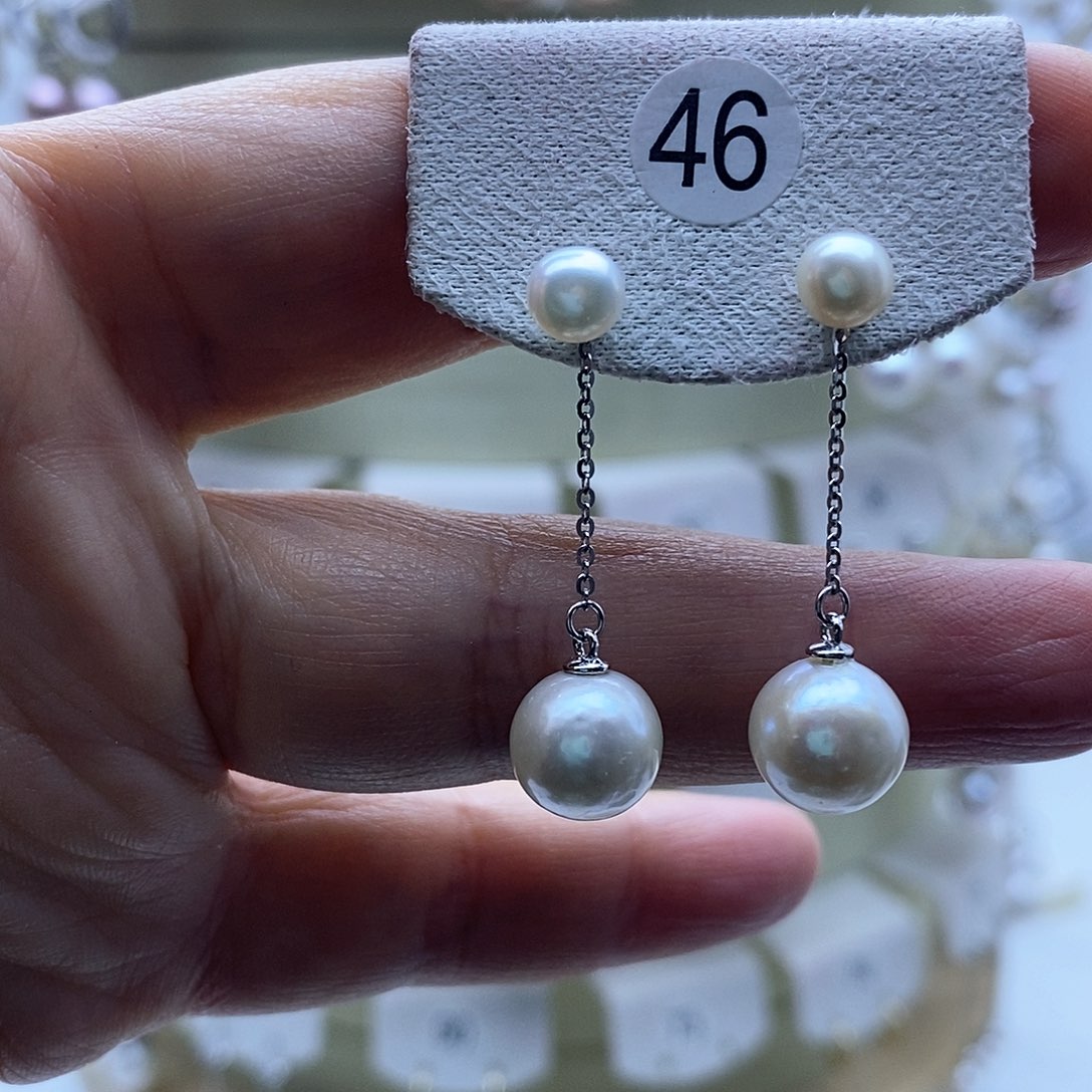 淡水珍珠耳饰银S925镶嵌