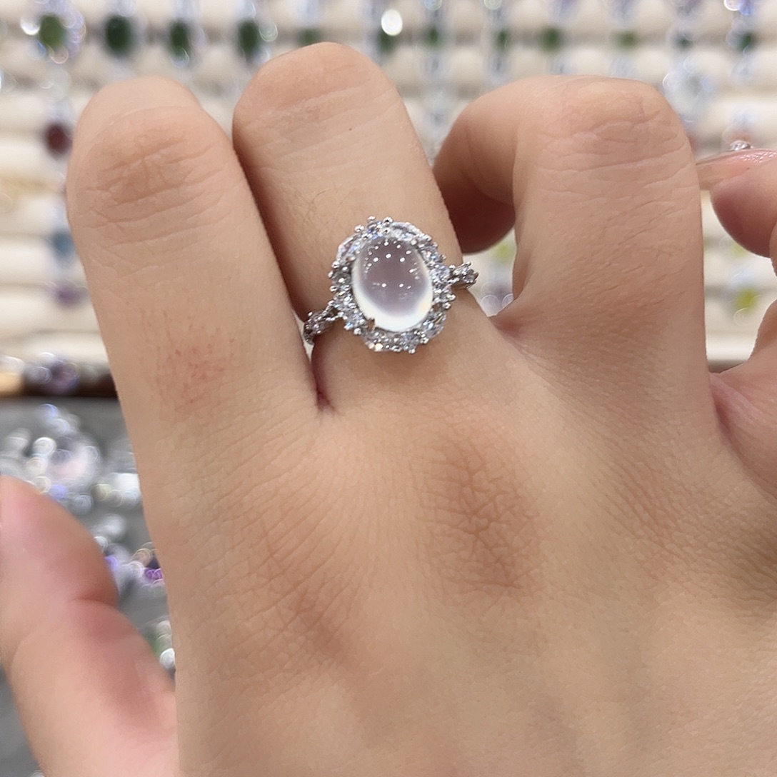 蛇纹石玉银S925镶嵌戒指