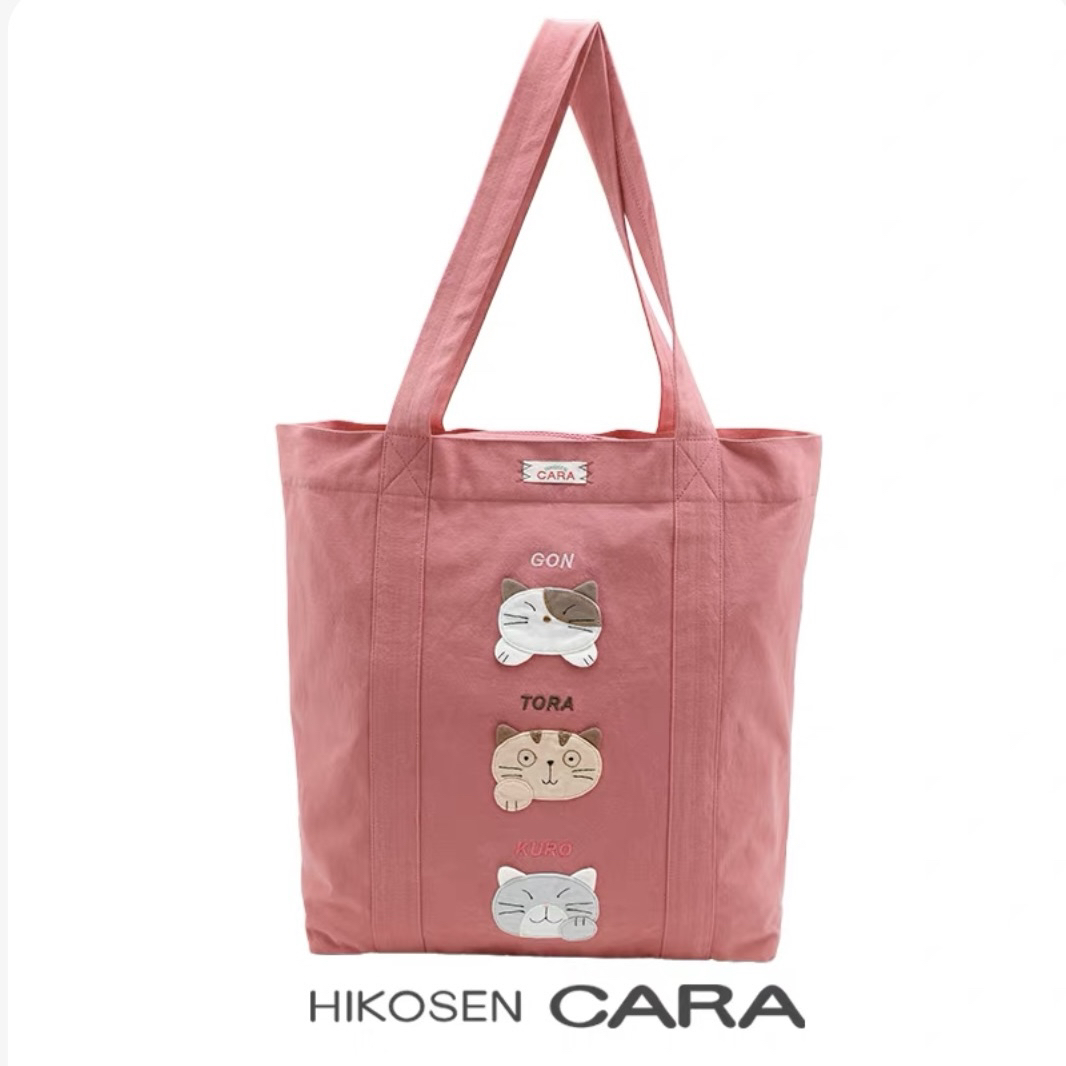 三只猫猫单肩包卡拉猫纯色大容量布艺帆布包女