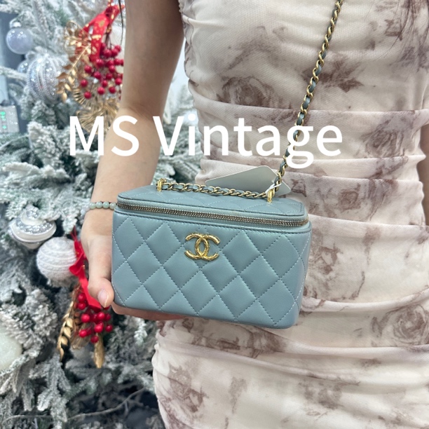 99新 Chanel/香奈儿 香奈儿珠光绿双链条长盒子（23年芯片）