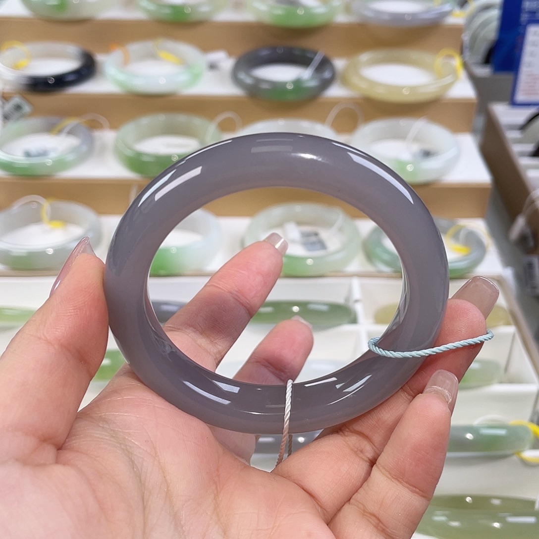 和田玉未镶嵌手镯冰烟紫