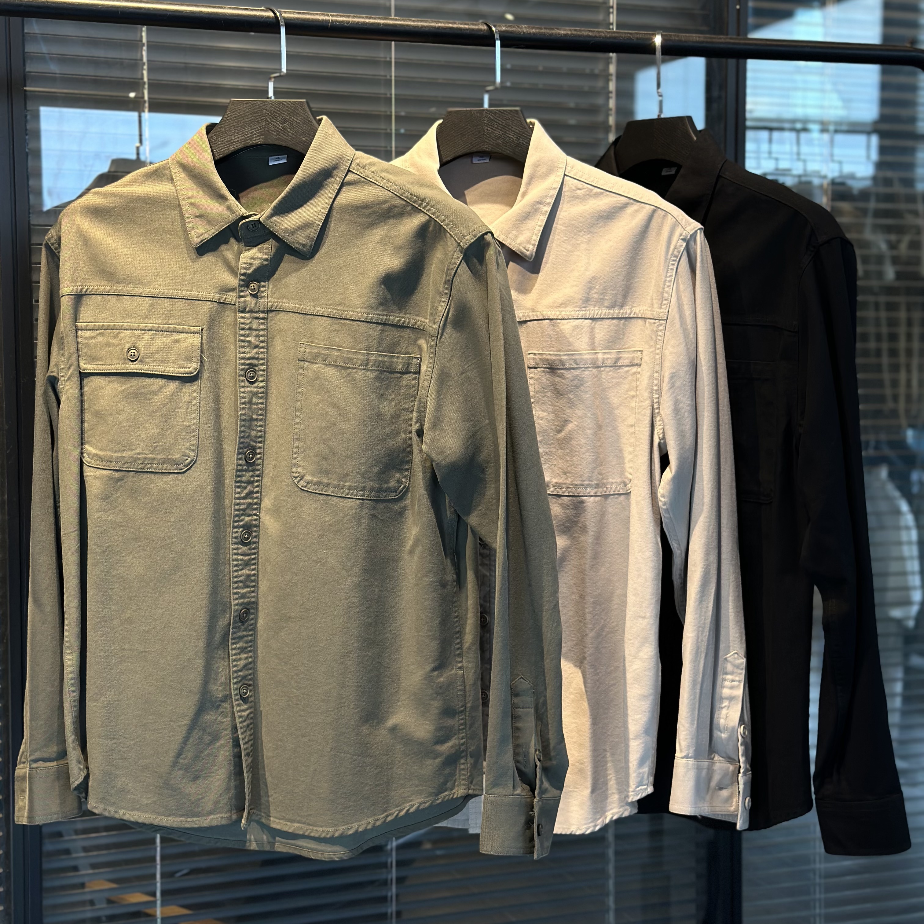 【8092】重磅工装衬衫男外套春秋美式复古宽松翻领衬衣夹克长袖