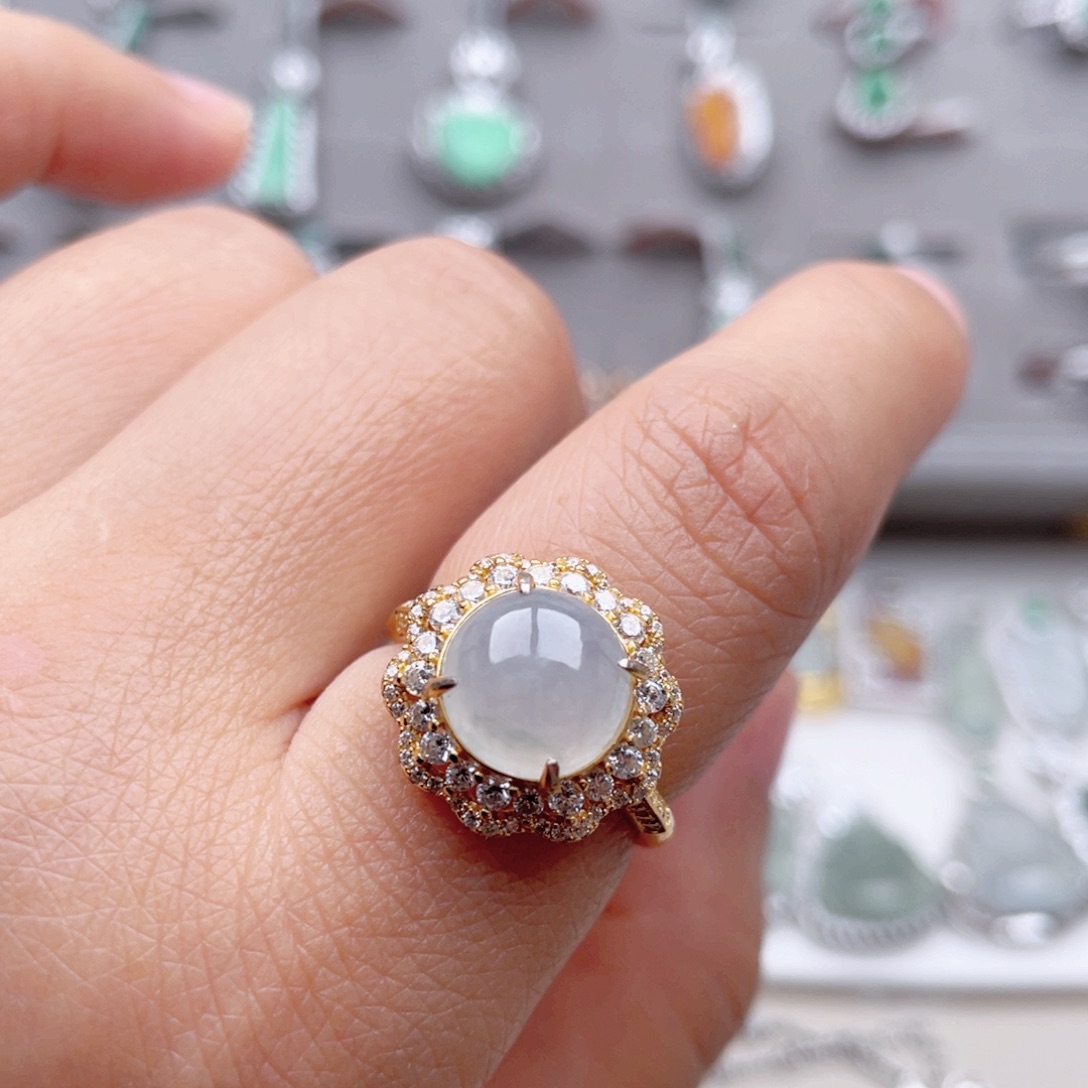 翡翠银S925镶嵌戒指