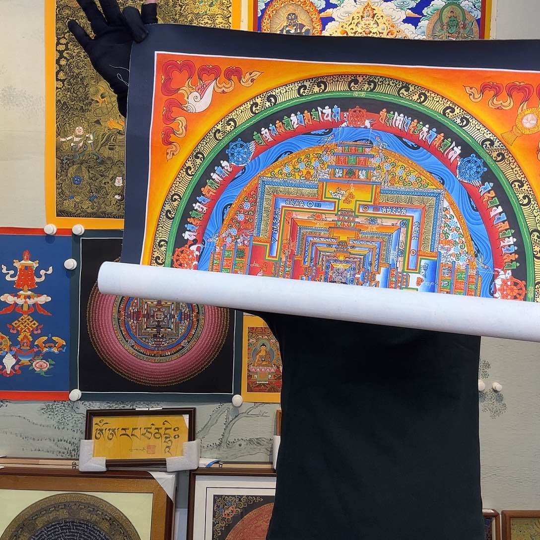 卷轴画纯手绘坛城唐卡50厘米左右